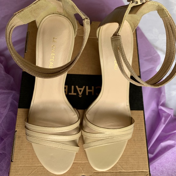 Leather Ankle Cuff Heeled Sandals - Picture 3 of 3